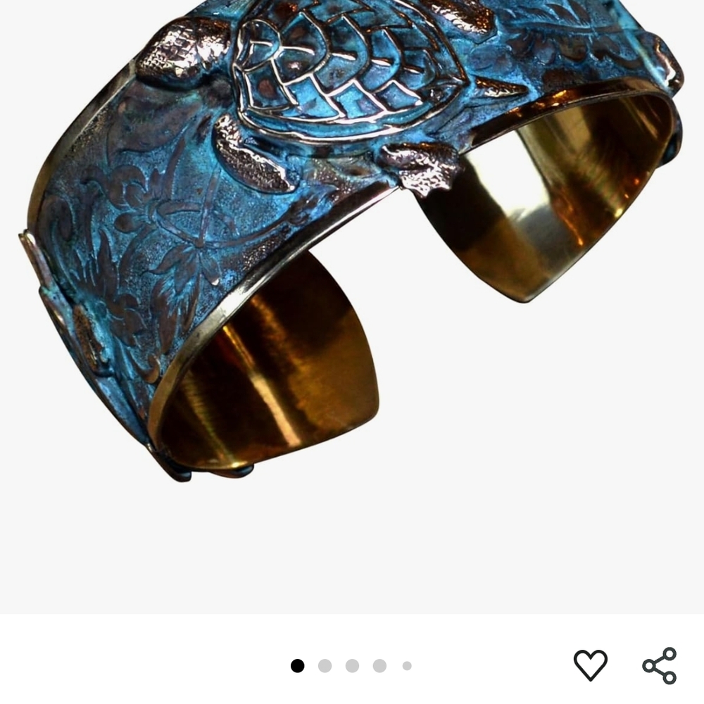 Blue and Gold Turtle Cuff Bracelet